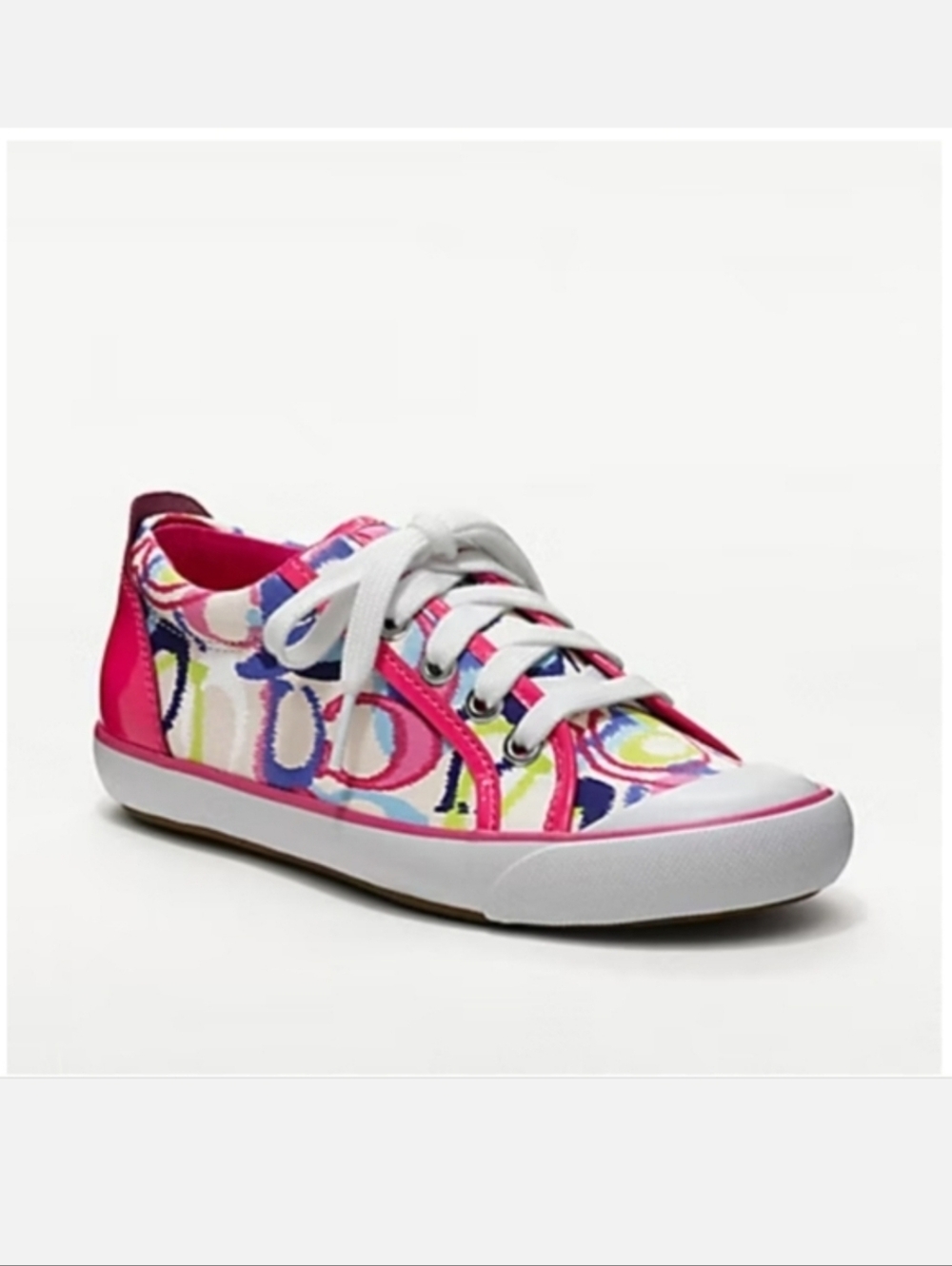 Coach Barrett Signature C Jacquard Pink Multicolor Leather Shoes Women's Sz 8.5
